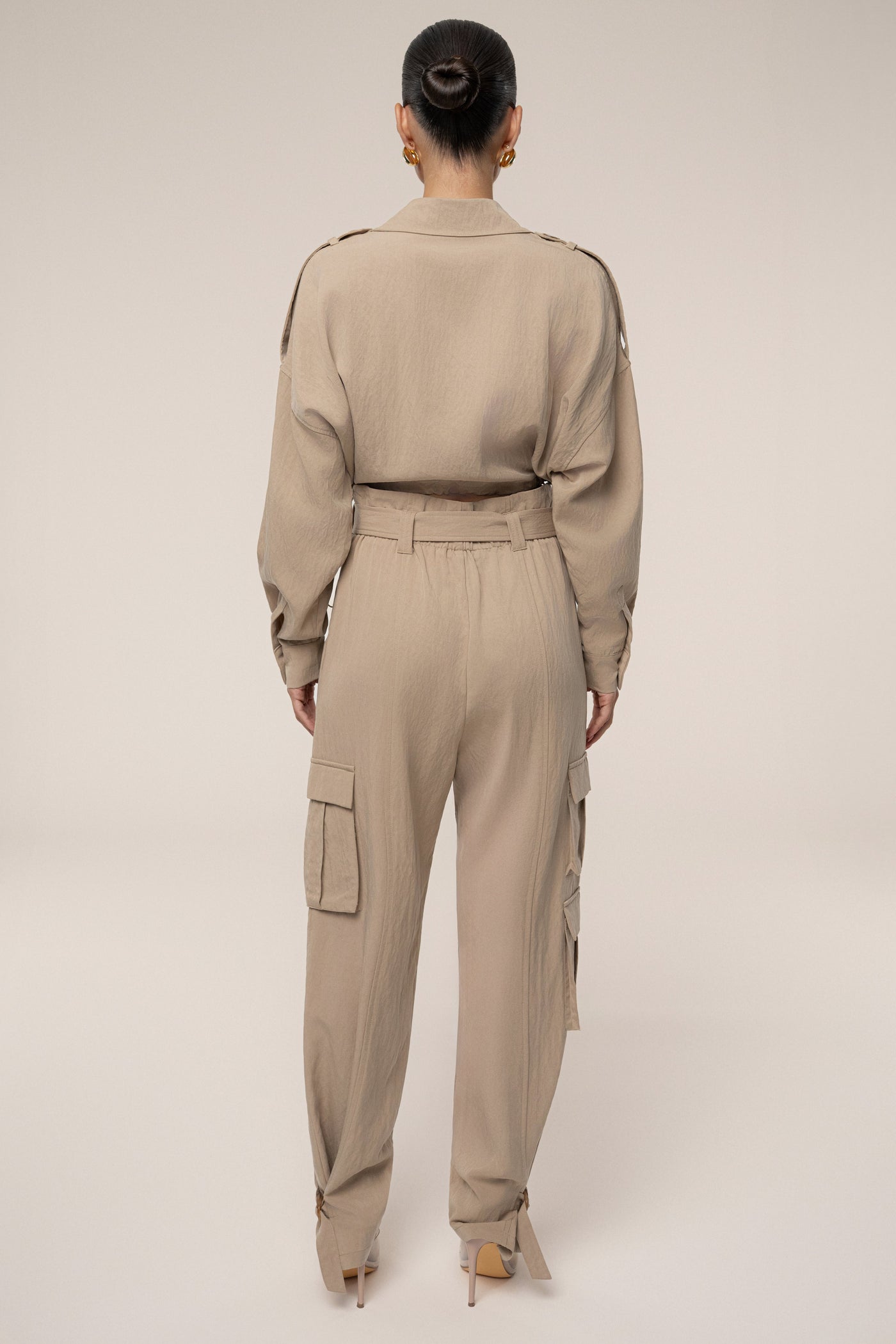 Tan Boundless Belted Cargo Pants - Velia