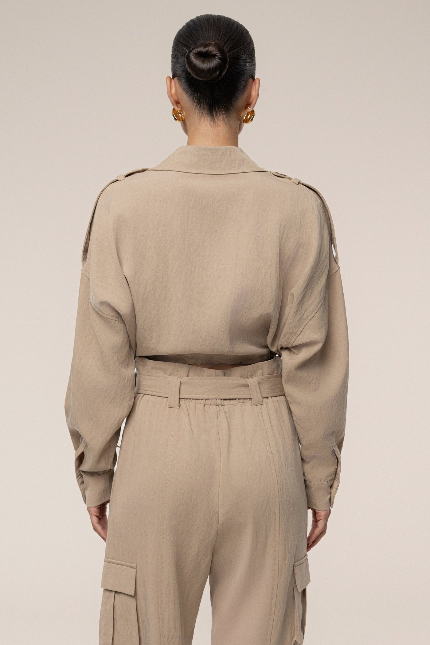Tan Oasis Collared Crop Top - Velia