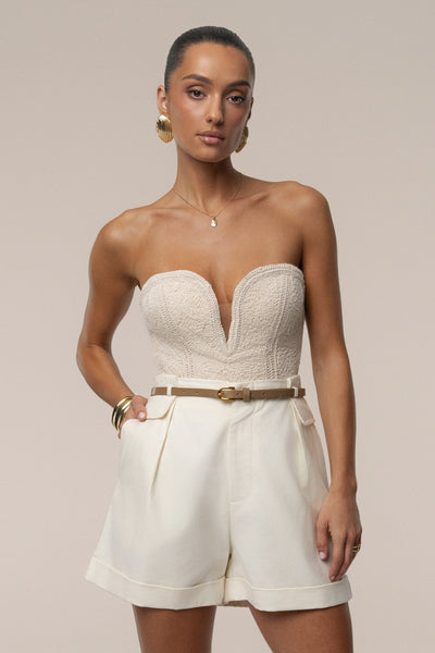 Ecru Serene Coast Texture Bodysuit - Velia