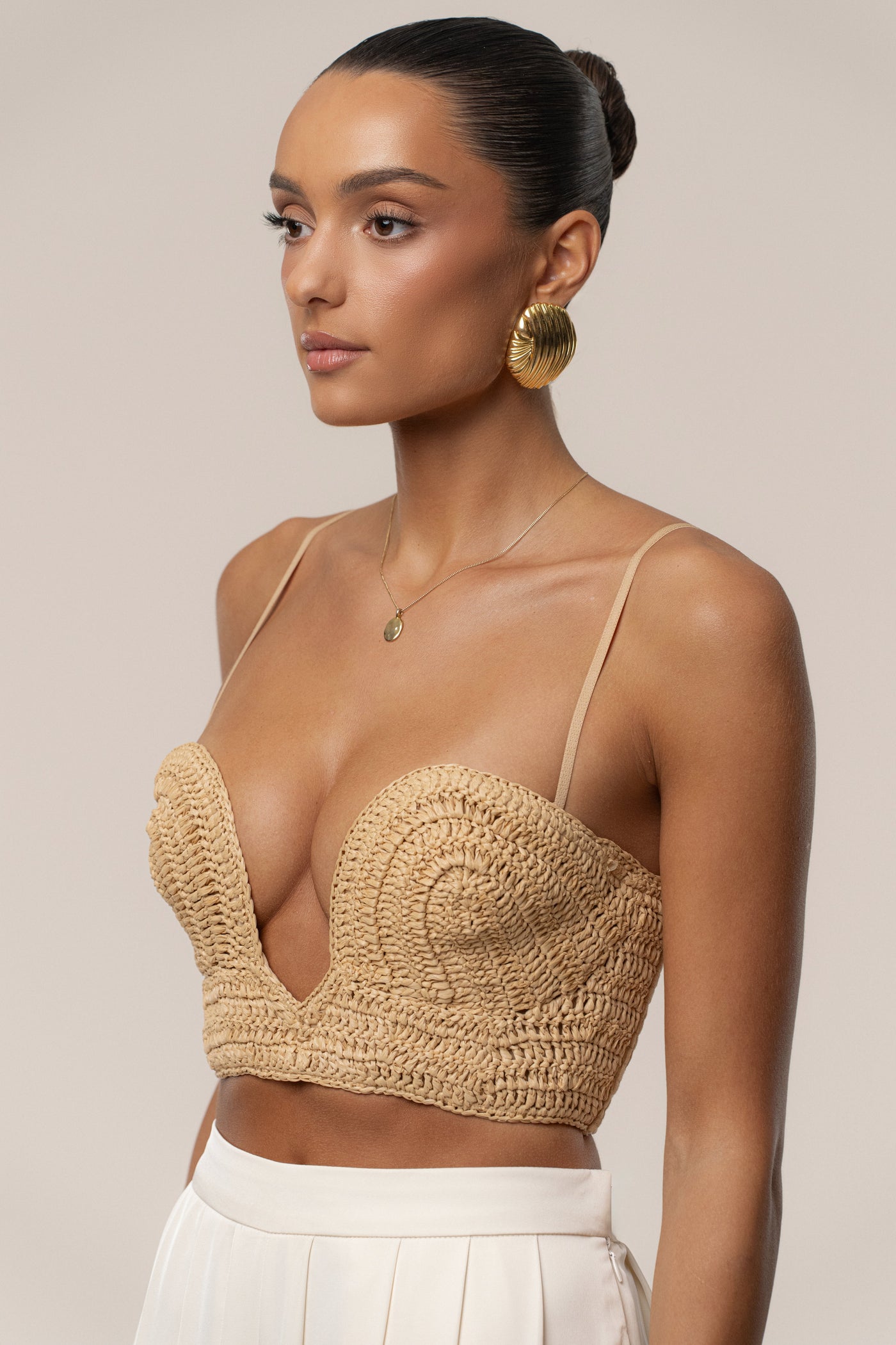 Beige Sail Away Texture Bustier - Velia
