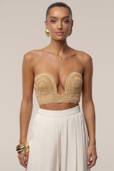 Beige Sail Away Texture Bustier - Velia