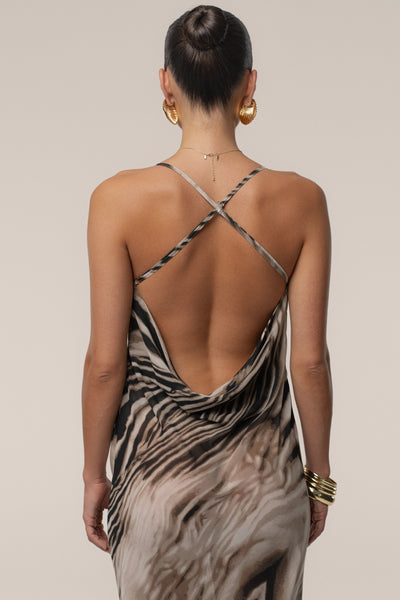 Brown Zebra Print Infinite Journey Maxi Dress - Velia