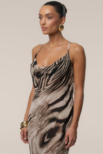 Brown Zebra Print Infinite Journey Maxi Dress - Velia