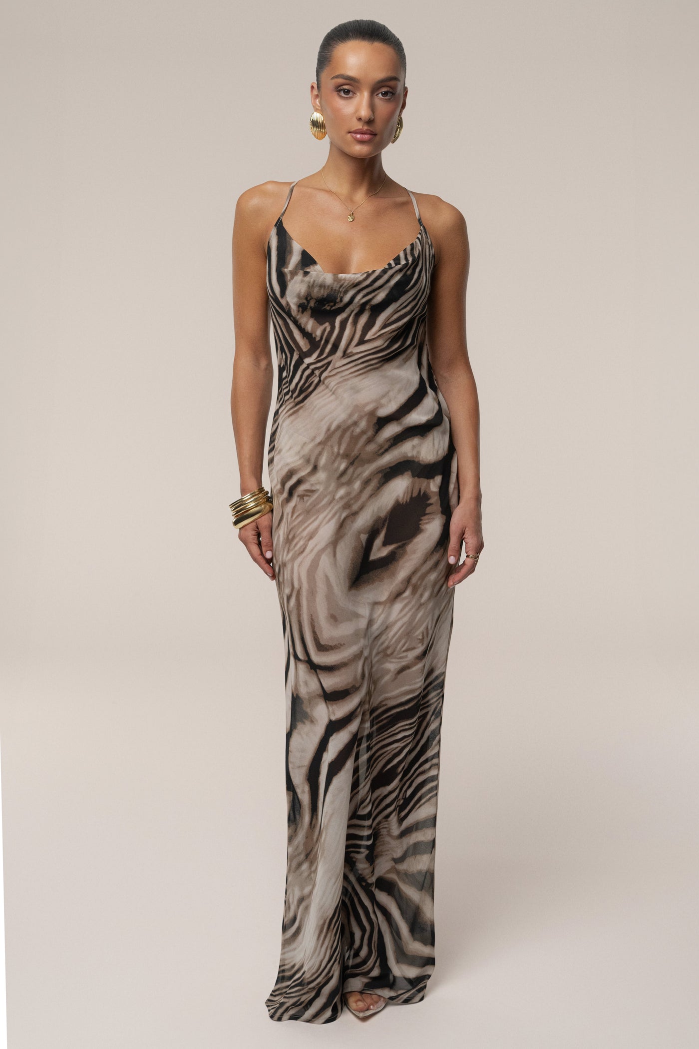 Brown Zebra Print Infinite Journey Maxi Dress - Velia
