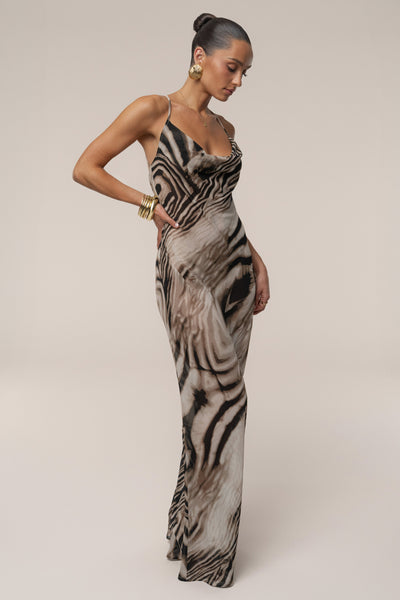 Brown Zebra Print Infinite Journey Maxi Dress - Velia