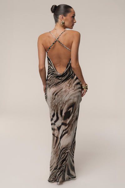Brown Zebra Print Infinite Journey Maxi Dress - Velia