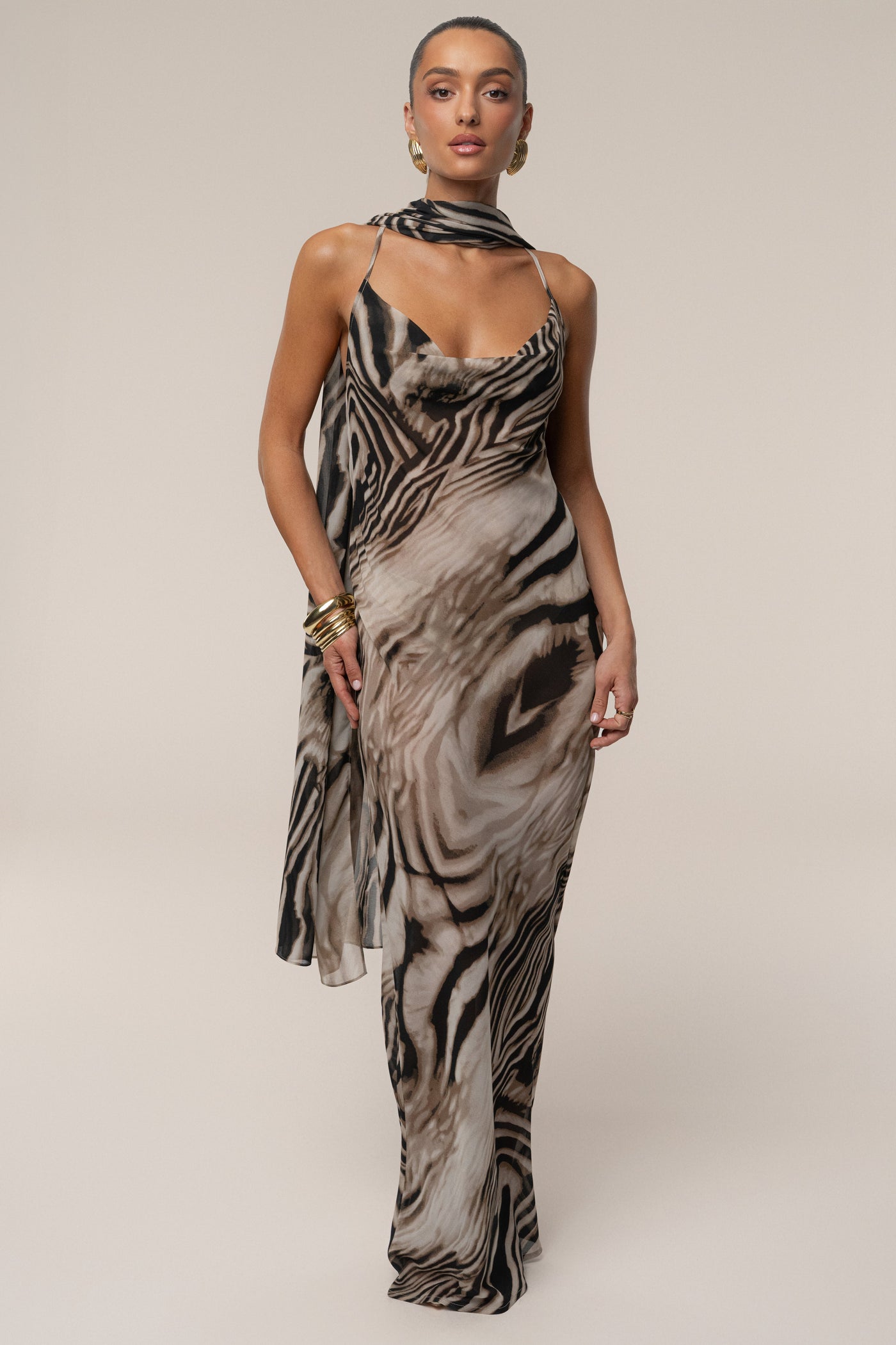 Brown Zebra Print Infinite Journey Maxi Dress - Velia