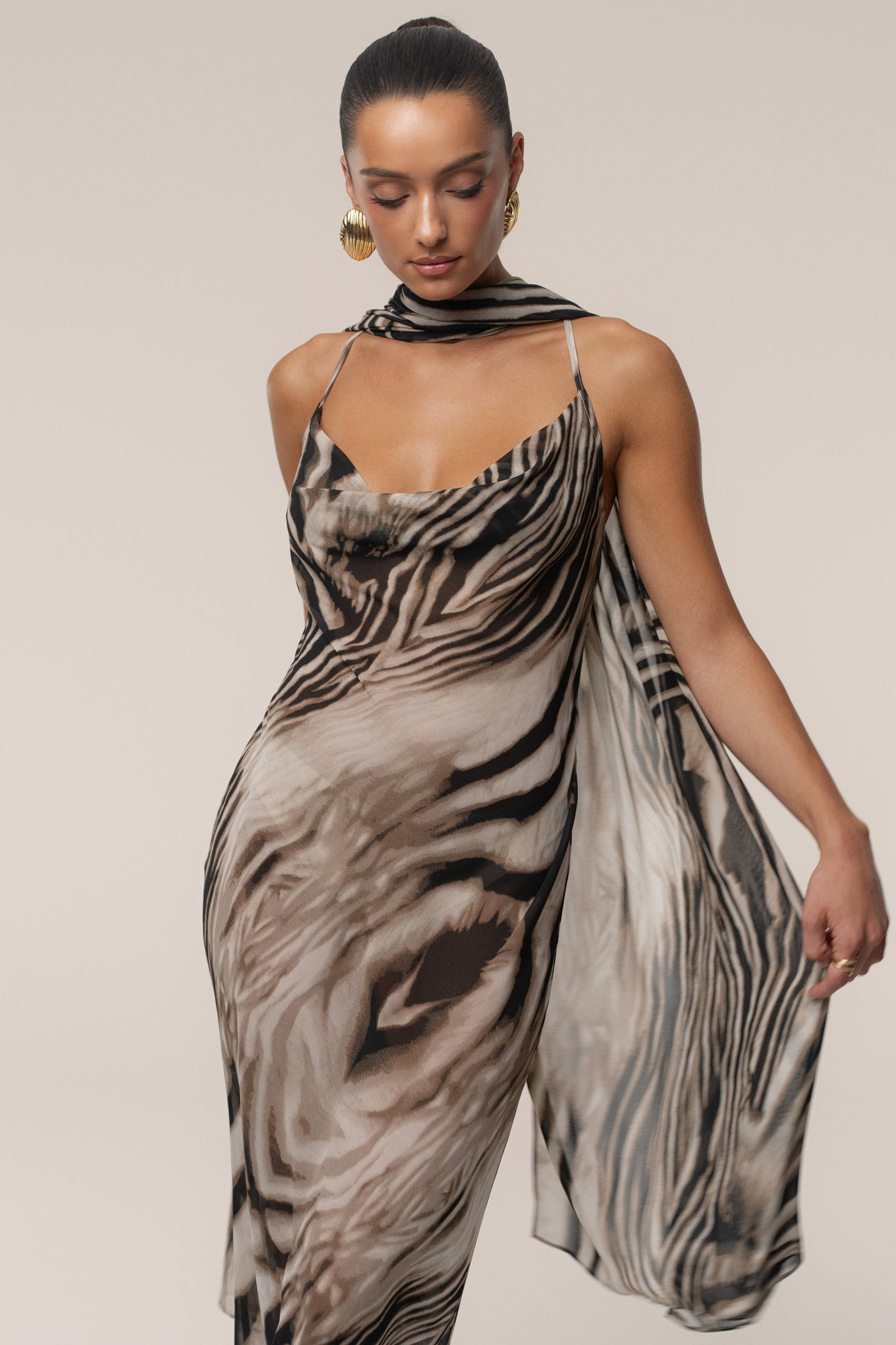 Brown Zebra Print Infinite Journey Maxi Dress - Velia