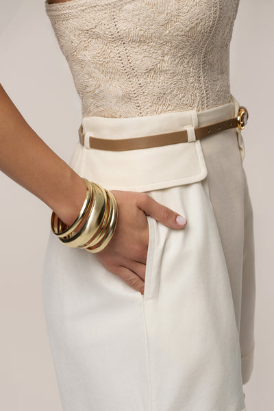 Ivory Belted Cargo Shorts - Velia