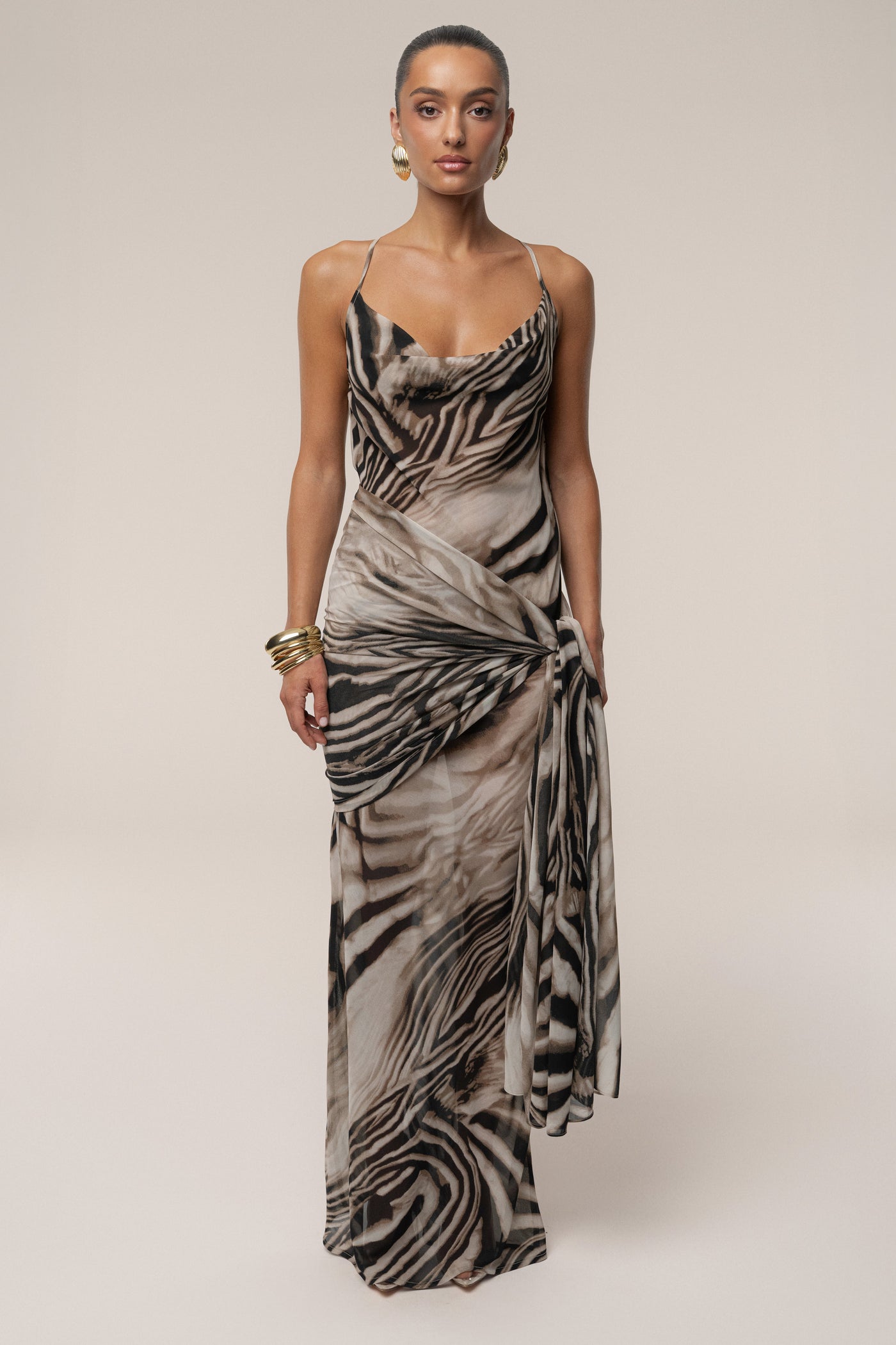 Brown Zebra Print Infinite Journey Maxi Dress - Velia
