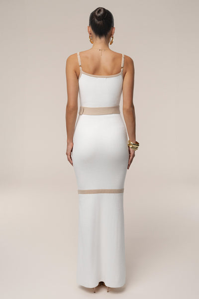 Ivory/Beige Belted Cami Maxi Dress - Velia