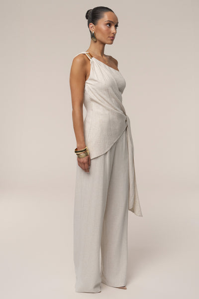 Natural Palmera One Shoulder Top - Velia