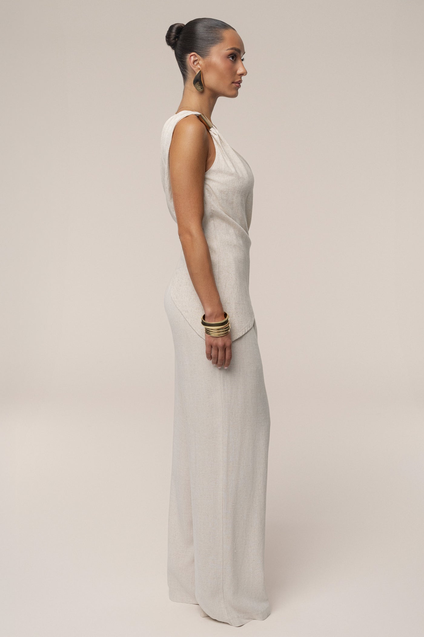 Natural Palmera One Shoulder Top - Velia