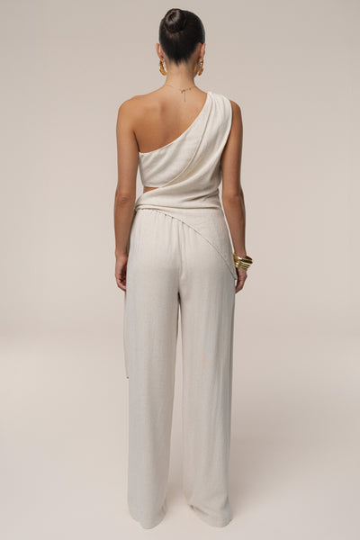 Natural Palmera One Shoulder Top - Velia