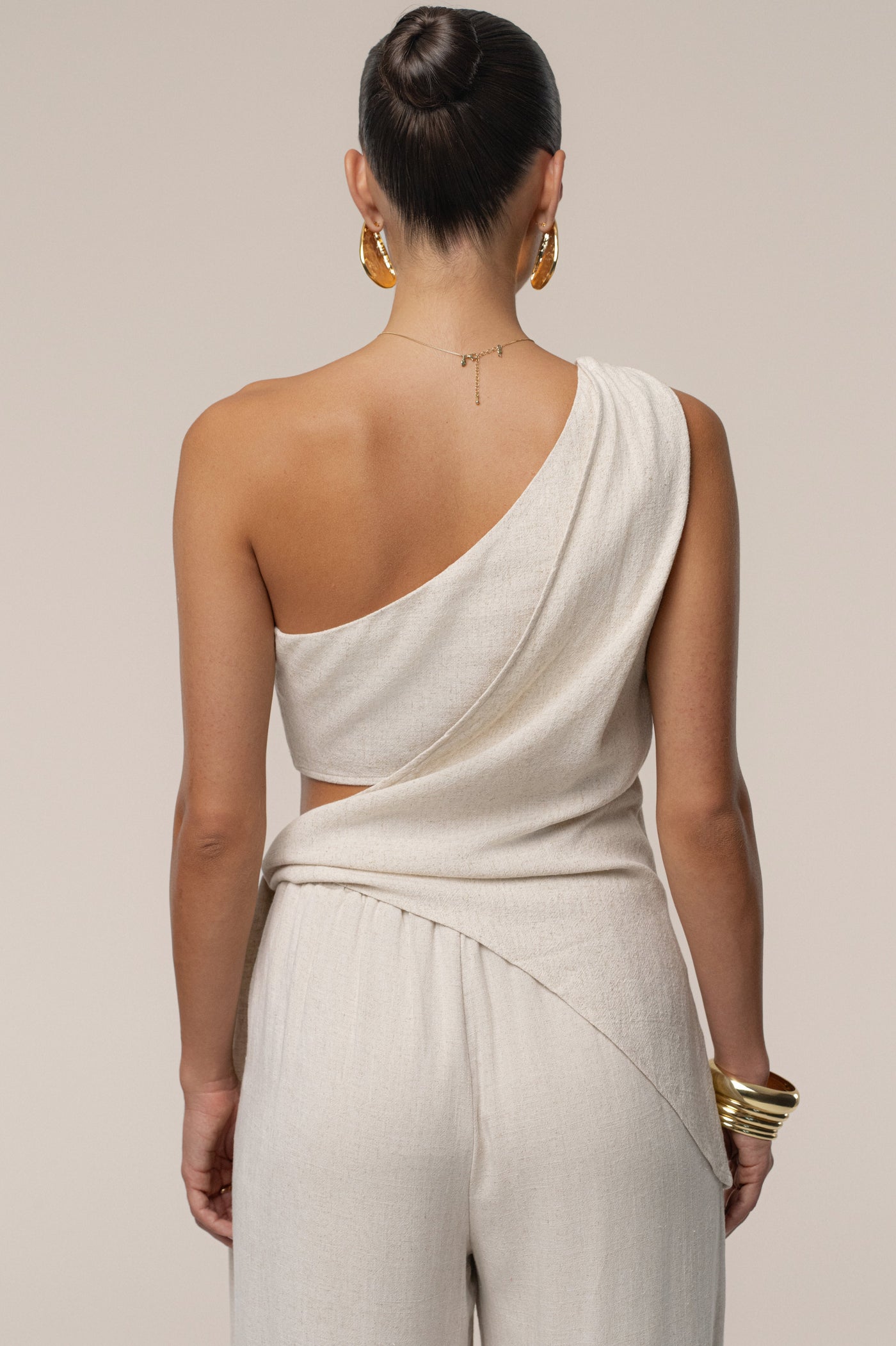 Natural Palmera One Shoulder Top - Velia