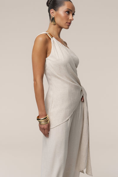 Natural Palmera One Shoulder Top - Velia
