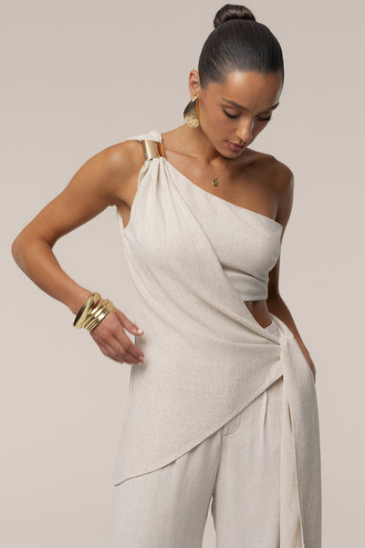 Natural Palmera One Shoulder Top - Velia