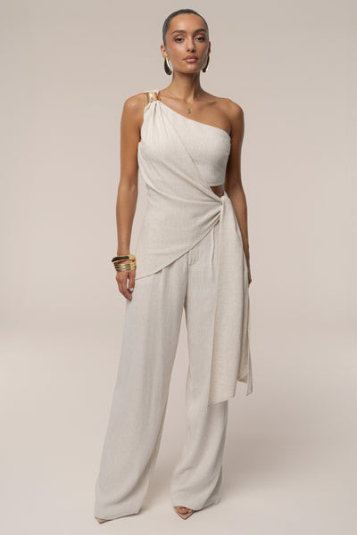 Natural Palmera One Shoulder Top - Velia