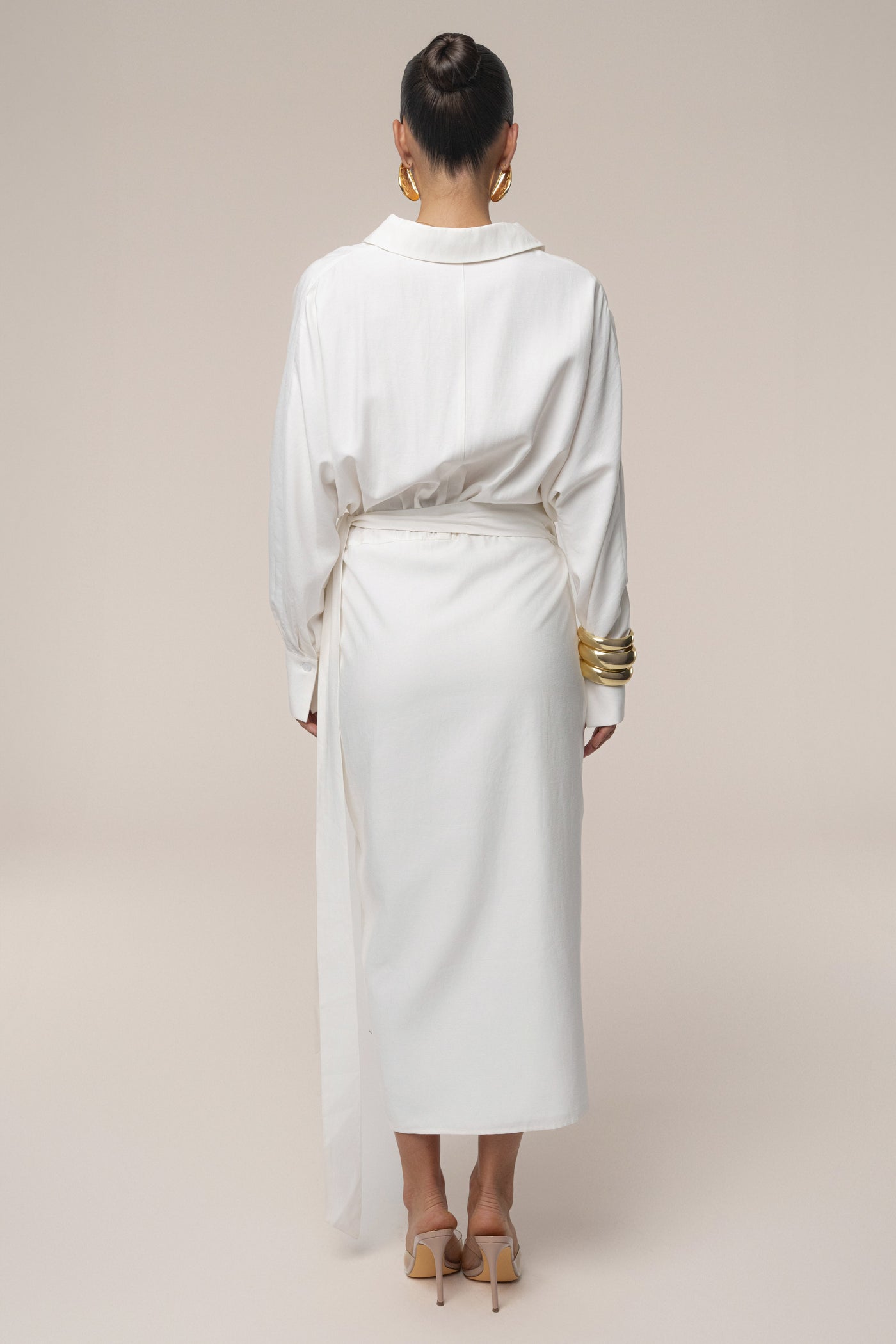 Ivory Skyline Wrap Midi Dress - Velia