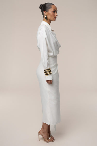 Ivory Skyline Wrap Midi Dress - Velia