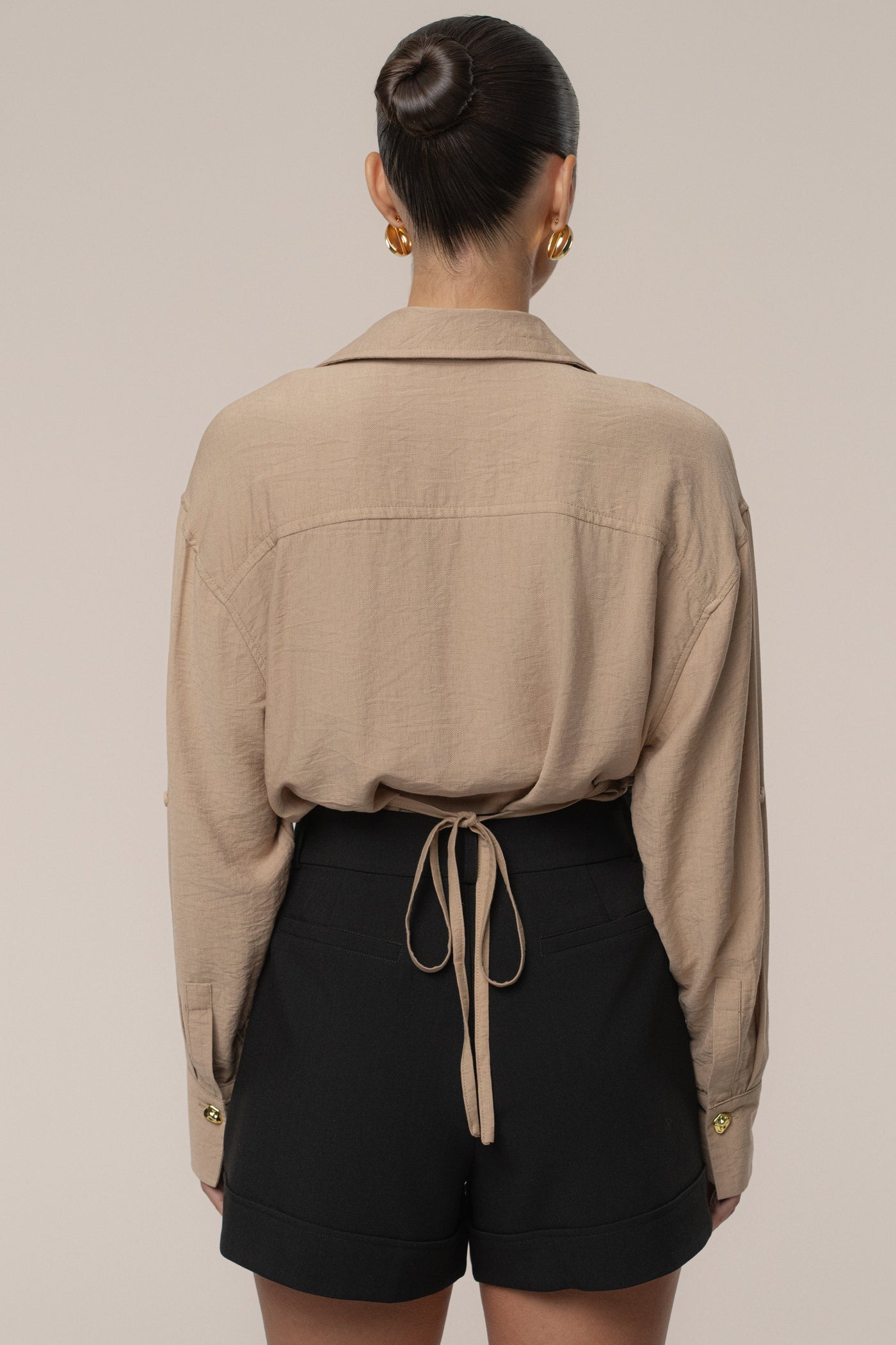 Tan Drift Collared Cargo Top - Velia