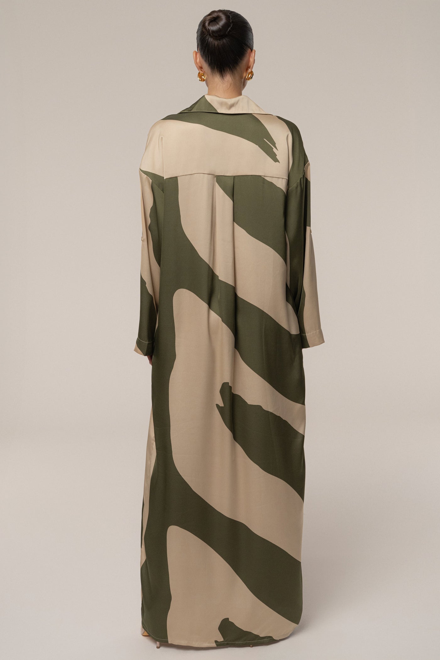 Multi Satin Safari Maxi Dress - Velia
