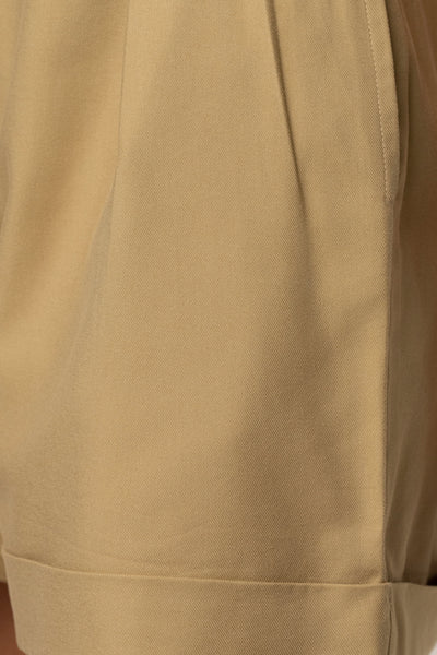 Tan Belted Cargo Shorts - Velia