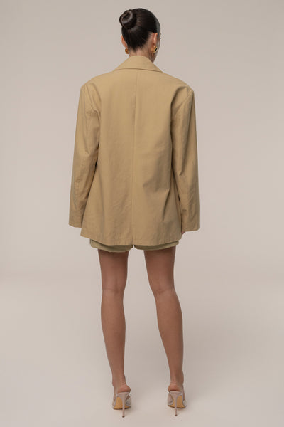 Tan Precision Woven Blazer - Velia
