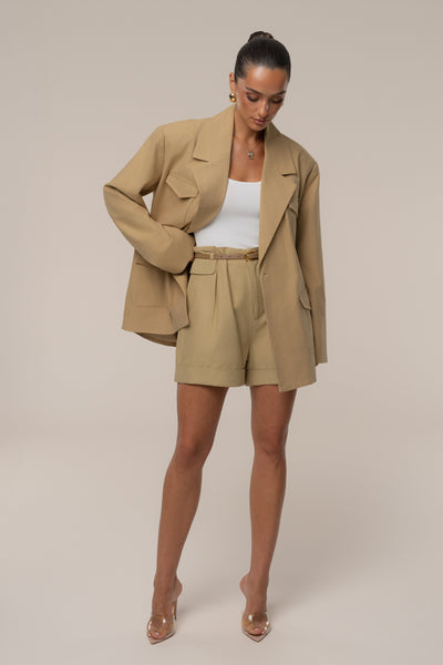 Tan Precision Woven Blazer - Velia