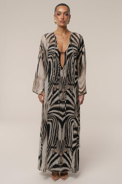 Brown Zebra New Vista Maxi Dress - Velia