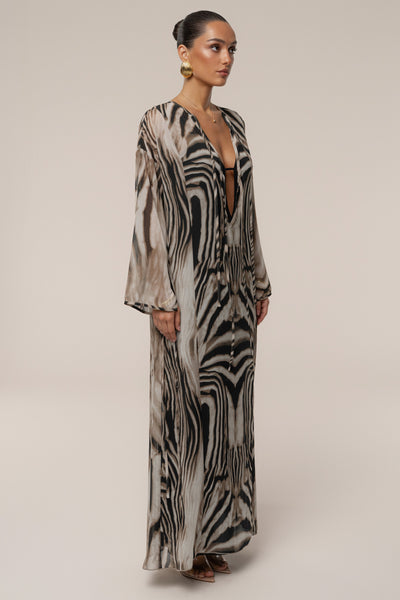 Brown Zebra New Vista Maxi Dress - Velia