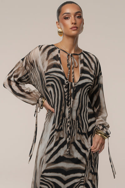 Brown Zebra New Vista Maxi Dress - Velia