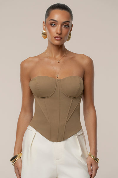 Tan Sunset Tides Corset - Velia