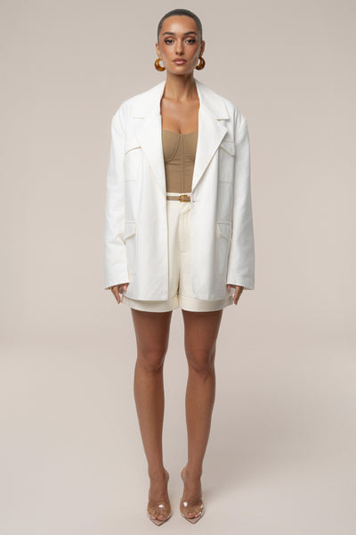 Ivory Precision Woven Blazer - Velia