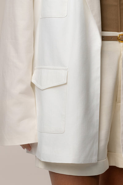 Ivory Precision Woven Blazer - Velia