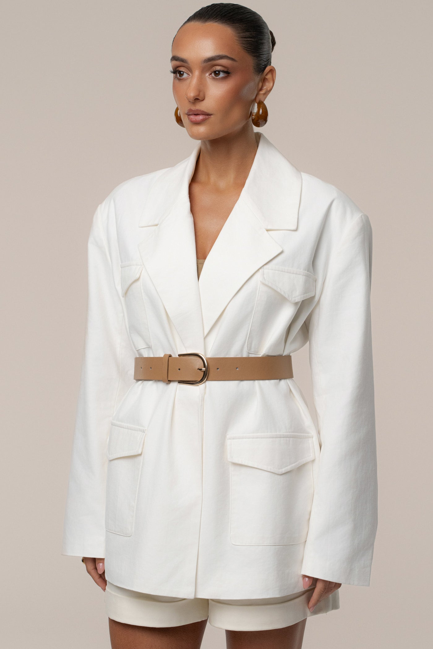 Ivory Precision Woven Blazer - Velia