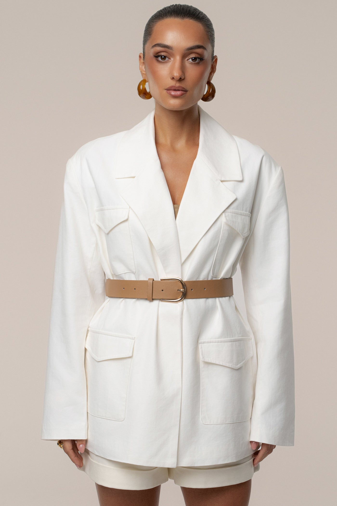 Ivory Precision Woven Blazer - Velia