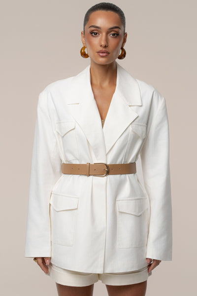 Ivory Precision Woven Blazer - Velia
