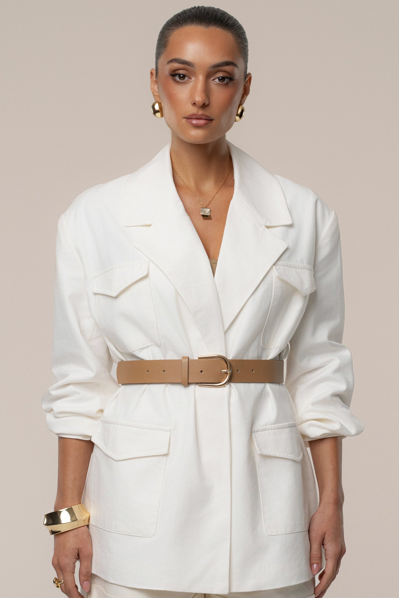 Ivory Precision Woven Blazer - Velia