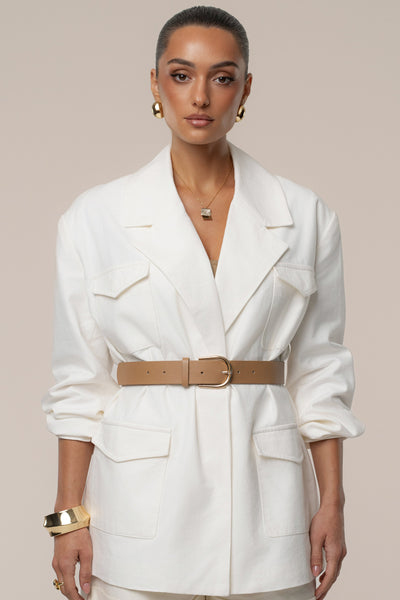Ivory Precision Woven Blazer - Velia