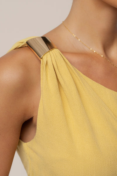 Yellow Palmera One Shoulder Top - Velia