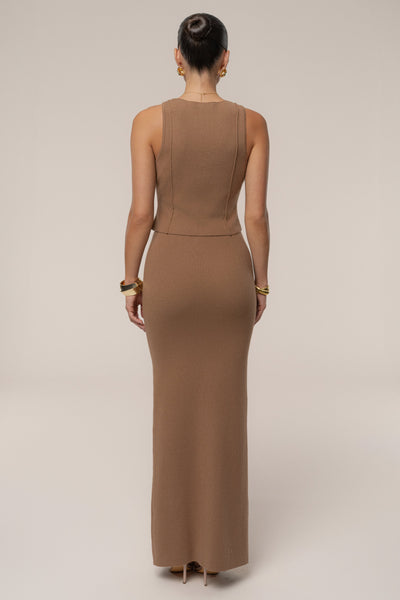 Tan Soft Sands Knit Skirt Set - Velia