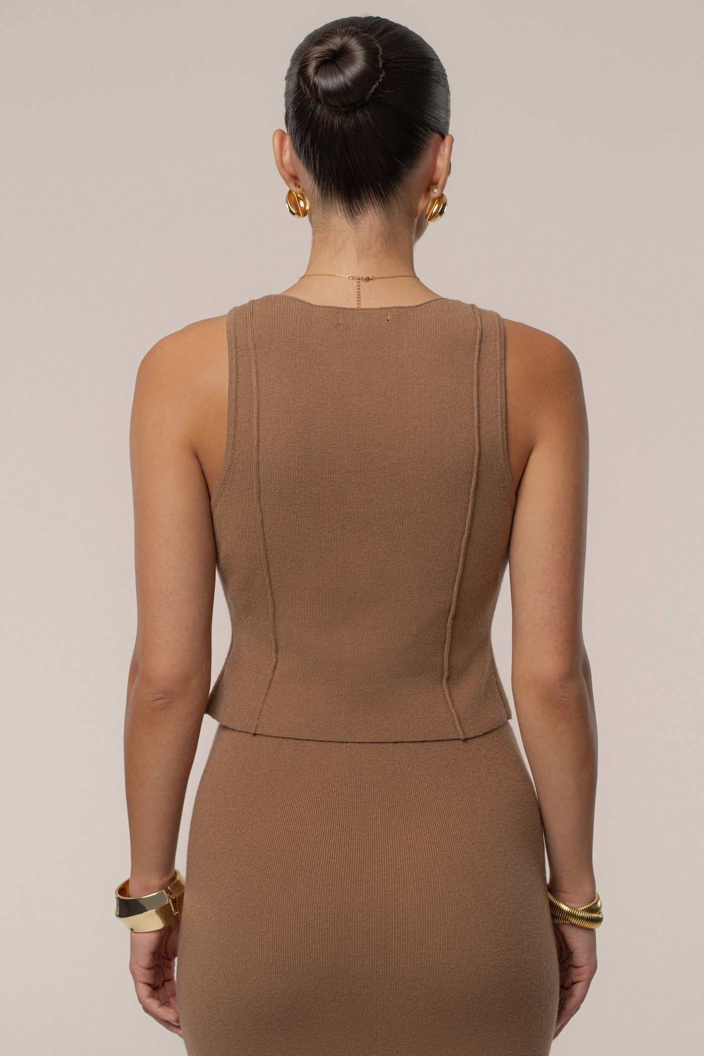 Tan Soft Sands Knit Skirt Set - Velia