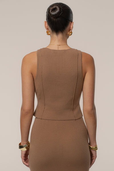 Tan Soft Sands Knit Skirt Set - Velia