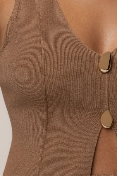 Tan Soft Sands Knit Skirt Set - Velia