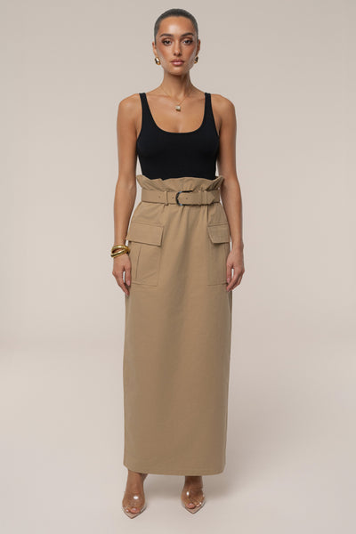 Khaki New Edge Cargo Skirt - Velia