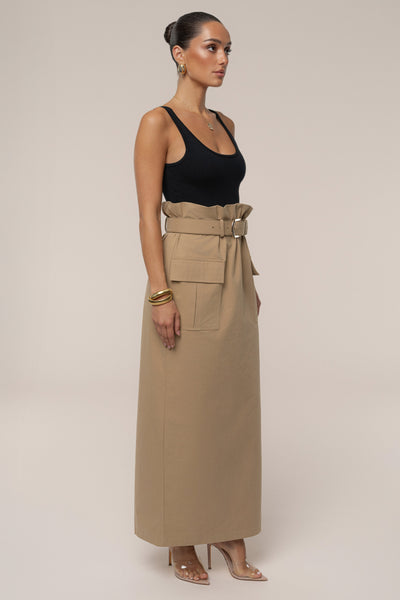 Khaki New Edge Cargo Skirt - Velia