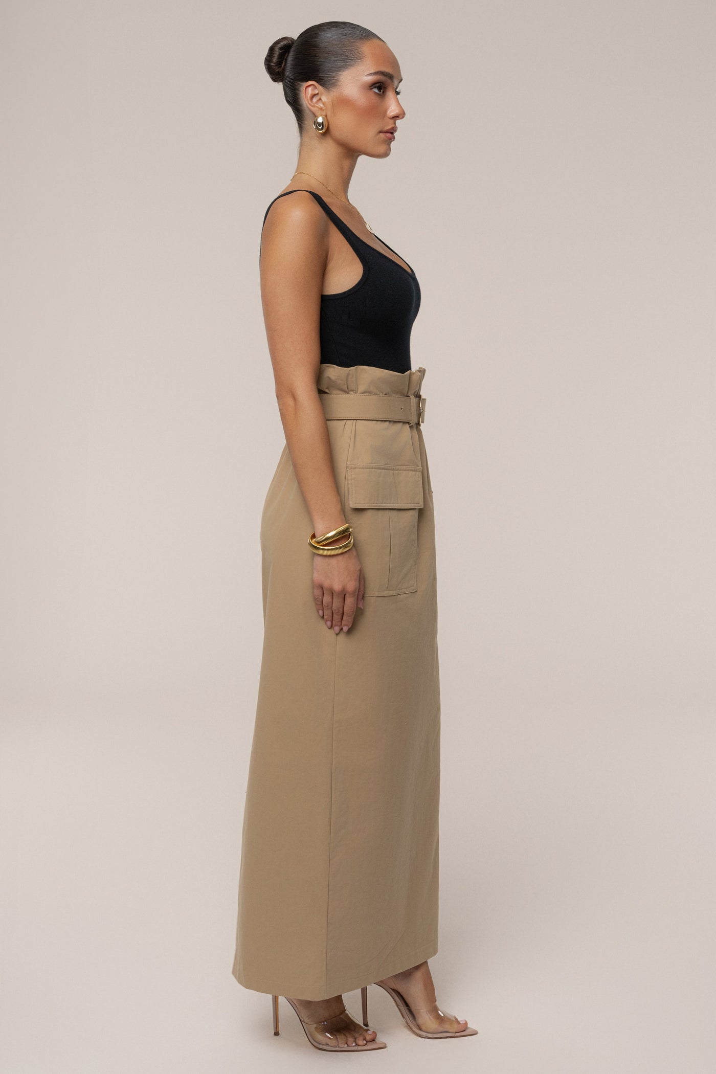 Khaki New Edge Cargo Skirt - Velia