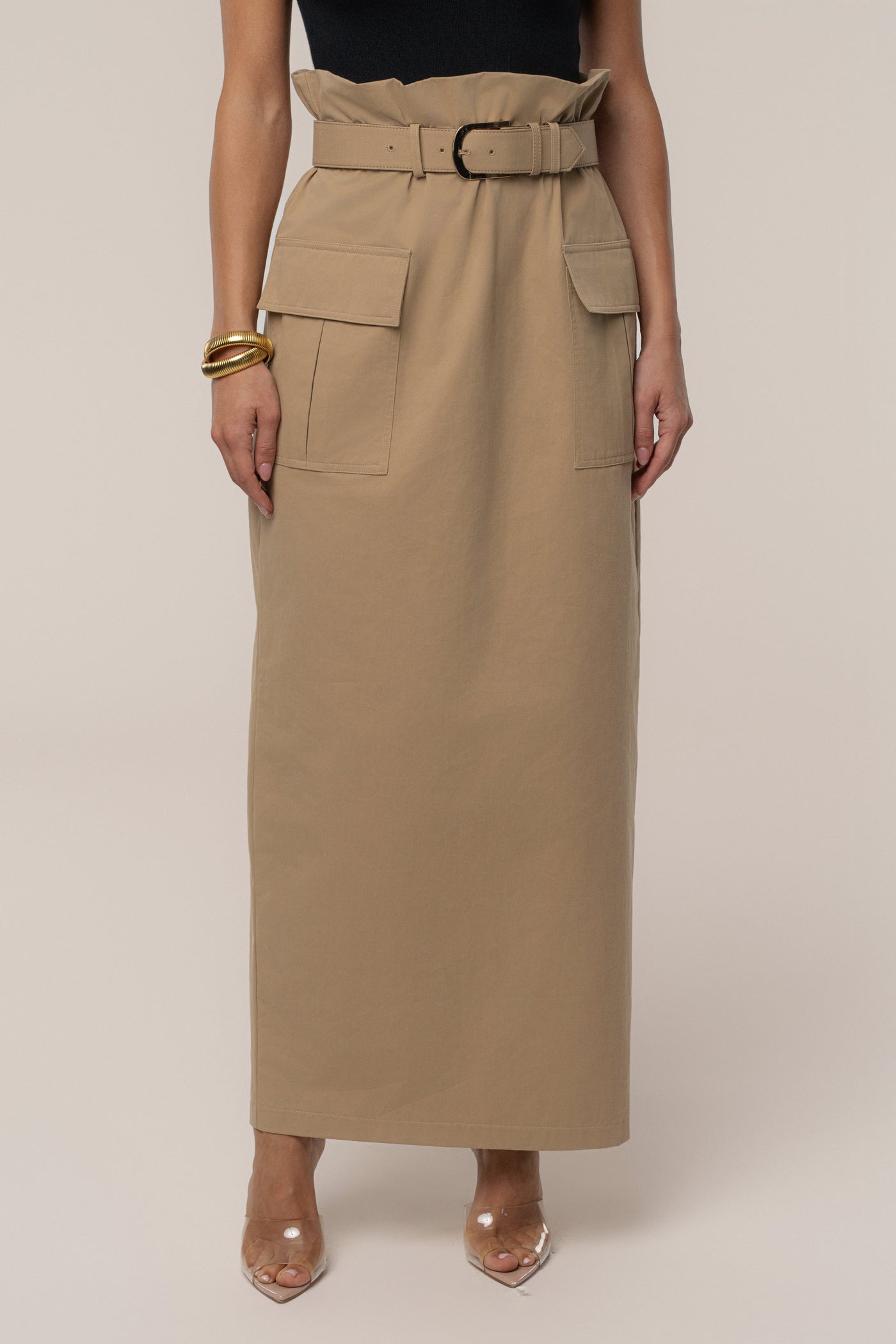 Khaki New Edge Cargo Skirt - Velia