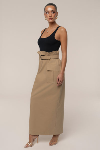 Khaki New Edge Cargo Skirt - Velia